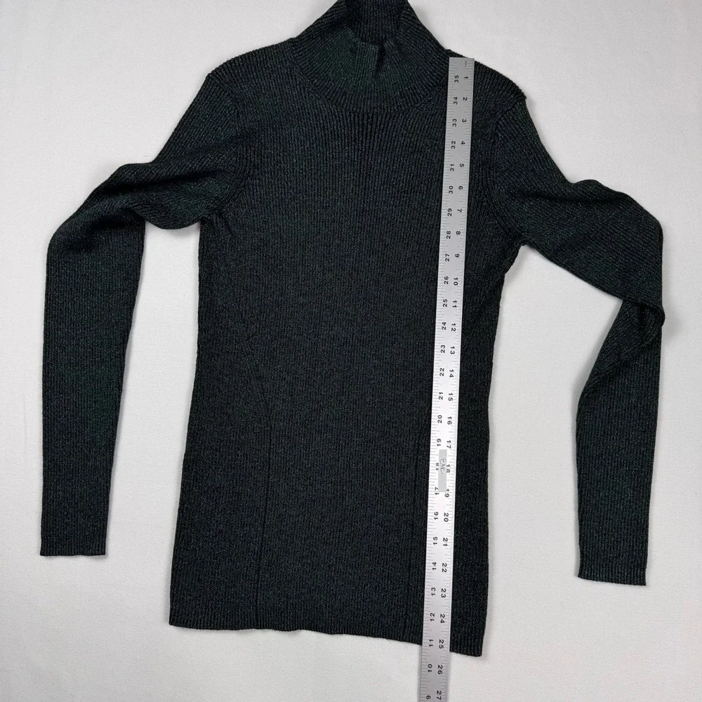 Diane von Furstenberg Tess Metallic Sweater Women S Green Mock Neck